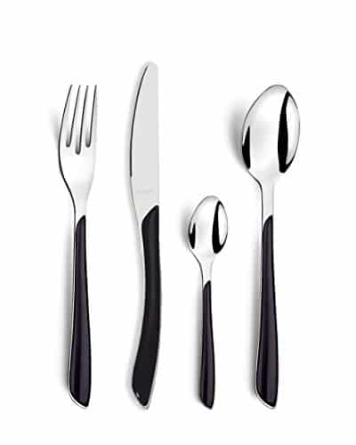 White Comius Sharp Posate manico reale set di stoviglie in acciaio inossidabile 18/10 per 4 tra cui forchette cucchiai coltelli posate da campeggio posate da viaggio